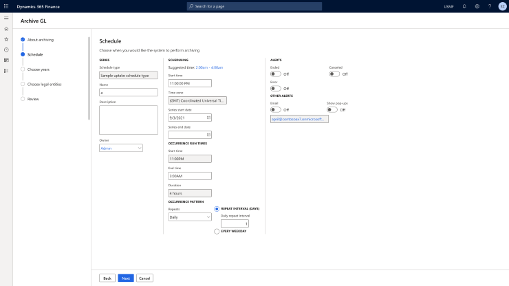 Arkivere data i Dynamics 365 Finance